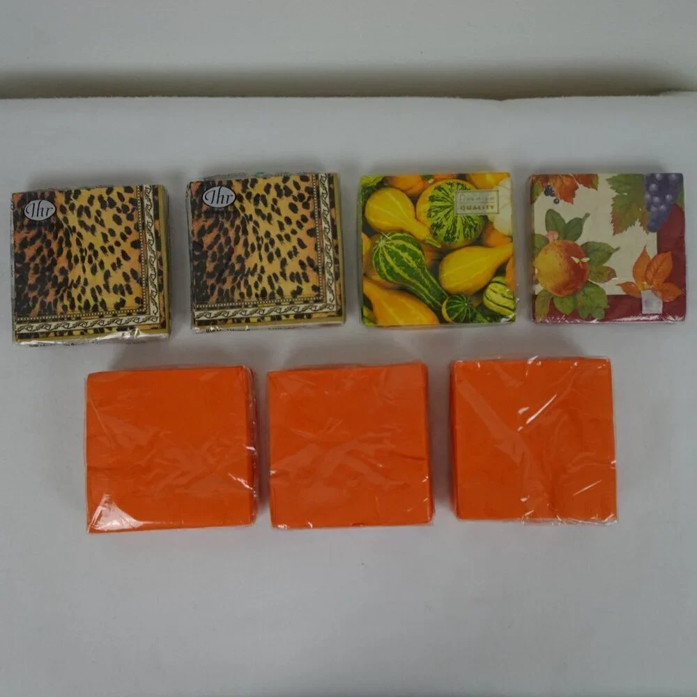 Paper Napkins Animal Print Orange 7 Packs Unopened Cocktail Decoupage Party